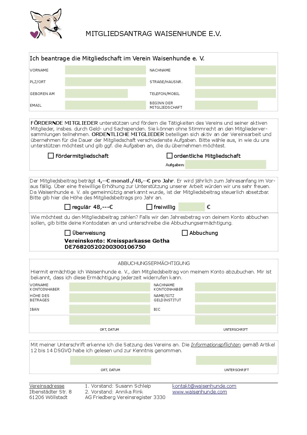 Vorschau Mitgliedsantrag